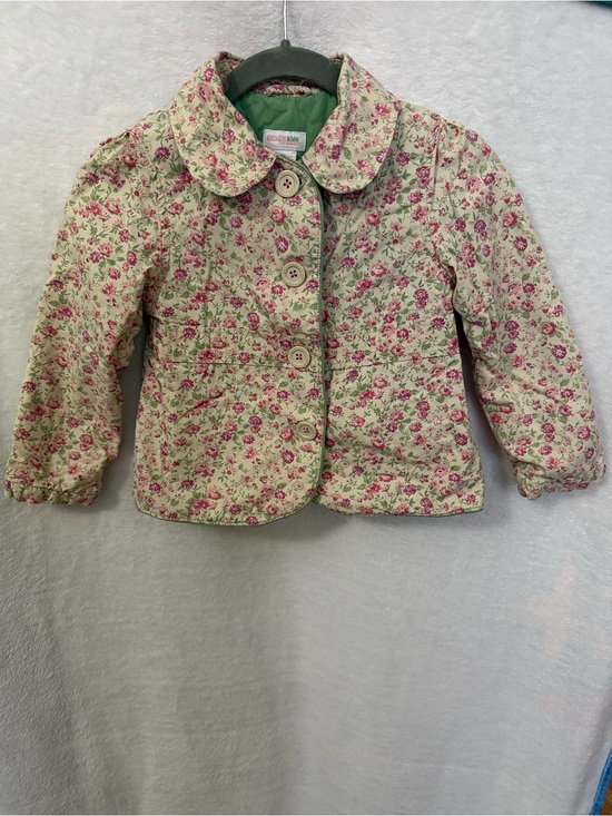 Genuine Kids From Oshkosh Other - Genuine Kids From OshKosh Green and Pink Floral Button Pea Coat for Kids Size 5T